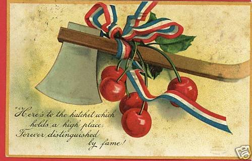 PRES WASHINGTON HATCHET CHERRY S. GARRE 1908 POSTCARD