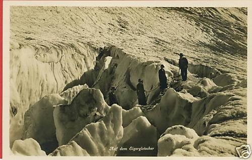 RPPC WOMEN GLACIER EIGERGLETSCHER SCHEIDEGG SWITZERLAND