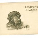 THANKSGIVING GREETINGS TURKEY WITH AXE 1909  POSTCARD