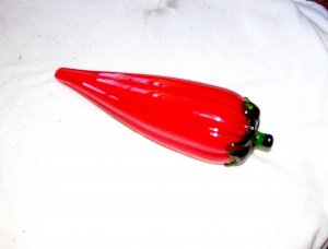 Red Chili Pepper Blown Glass Paperweight Art Glass Item
