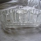 Vintage Glass Condiment Set w/Tray & Spoon