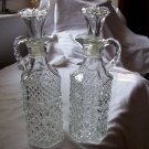 Vintage Clear Glass Oil & Vinegar Set Tight Stoppers