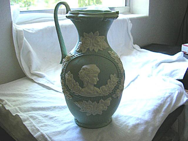 Large Light Green Jasperware Urn Pitcher