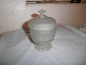 Satin Glass Covered Footed Compote