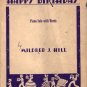 Happy Birthday Piano Solo with Words by Mildred J. Hill 1935 Vintage Sheet Music - 0138