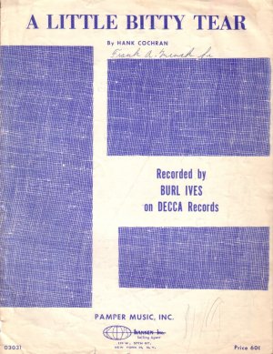 A Little Bitty Tear by Hank Cochran 1960 Sheet Music - 0147