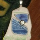 VINTAGE ANTIQUE SEA GLASS POTTERY PENDANT-SILVER BALE