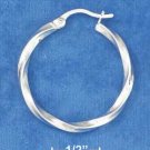 STERLING SILVER 30MM SQUARE STOCK TWISTED HOOP EARRINGS WITH FRENCH LOCKS