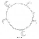 STERLING SILVER 10" ITALIAN DANGLING MOONS ANKLET