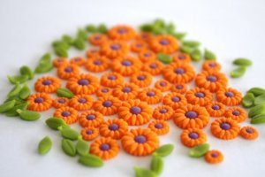 100 MINI FLOWERS & LEAVES ARTS CLAY DOLLHOUSE MINIATURE