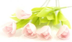 Set of 6 Stems Light Pink Tulip Dolhouse Miniatures#42