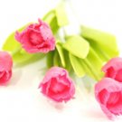 Set of 6 Stems Hot Pink Tulip Dolhouse Miniatures#41