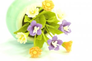 DOLLHOUSE MINIATURE HANDMADE CLAY FLOWER ART CRAFT GIFT