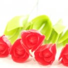 Bunch Of Red Parrot Tulip With Leaves NBR108