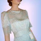 Unworn VINTAGE Silk Jacquard 2pc Gown - Pale Aqua -  Retail $380 -  YOUR PRICE $49.99 - Size 8