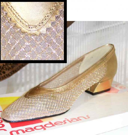 Gold Lame wNet Ballet Pumps by Magdesians - Retail $89 - YOUR PRICE $9.99 - sz 7 AA