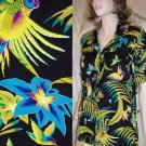 Silk Parrot Mofif Camp Shirt - Bold, Beautiful by Ann May - Retail $150 - YOUR PRICE $22.99 - XS