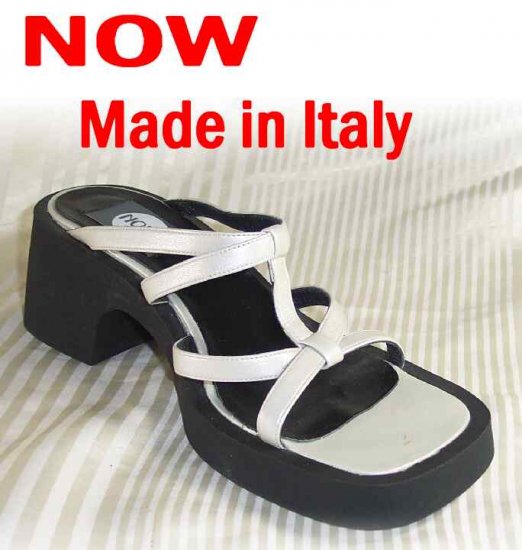 Italian Black-Soft Silver Platforn Slides Sandals - Retail $89 - YOUR PRICE $11.99 - sz 9
