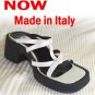 Italian Black-Soft Silver Platforn Slides Sandals - Retail $89 - YOUR PRICE $11.99 - sz 9