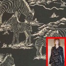 Silk Blouse Shirt wZebras by Ann May - Black-Tan - Retail $165 - YOUR PRICE $22.99 - sz M