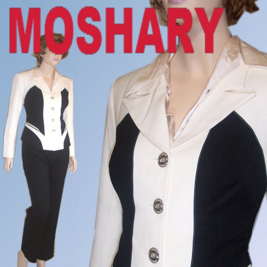 MOSHARY '70s Black-White Wool Pant Suit UNWORN w$567 tags - Your price $49.99 - M