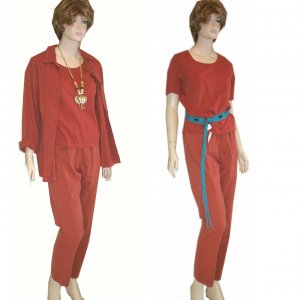 3-pc Natural Dye Pant Suit in Rust by Color Me Cotton * S-M * $17.99