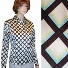 Ishyu * Stretch Silk Executive Blouse * Diamond Pattern * $24.99 * Retail $120 * sz 10