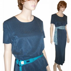 CYNTHIA MAX * Lake Blue Tweed 2-pc Maxi Dress * sz S * YOUR PRICE $19.99 * Retail $140