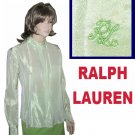RALPH LAUREN Signature Shirt Blouse in Lime * sz 6 * YOUR PRICE $29.99 * Retail $245