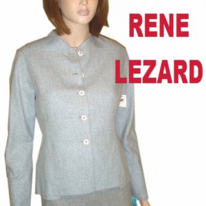 sz 6 - RENE LEZARD Gray Mohair-Wool Blazer Blouse - YOUR PRICE $46.99 - Retail $503