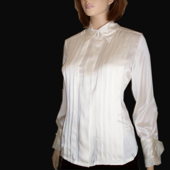 Liquid Silk Tuxedo Blouse by Caroline Kendrick MSRP $145 - sz 6