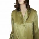 ANN MAY Liquid Silk Double-Breasted Blouse MSRP $165 - sz S - Peridot Green