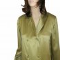 ANN MAY Liquid Silk Double-Breasted Blouse MSRP $165 - sz S - Peridot Green