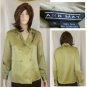 ANN MAY Liquid Silk Double-Breasted Blouse MSRP $165 - sz S - Peridot Green