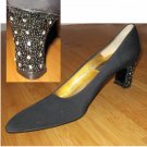 Black Evening Pumps wRhinestones - sz 9-1/2AAA - by Tim Hitsman - Retail $165