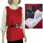 Red Cable Knit Tunic Sweater Shell by Dana B & Karen - size M - Retail $118