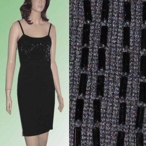 Wool Sweater Dress - Black - Beaded by Chetta B - sz large - Retail $225