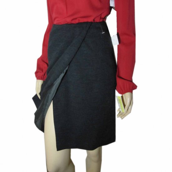 sz 4 ANNE KLEIN Wool Wrap Skirt - Unique - Charcoal $29.99 - Retail $210