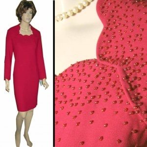 sz 12 ANNE CRIMMINS Red Beaded Dress $45.99 - Retail $320