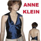 sz M ANNE KELIN Unique Wrap Body Silk Halter Vest - Sapphire $29.99 MSRP $153