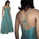 sz 10 SOUTHERN BELLE Satin Gown - Low Back by Chetta B - Aqua