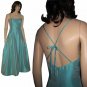 sz 10 SOUTHERN BELLE Satin Gown - Low Back by Chetta B - Aqua