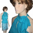 sz 6 Avant-Garde Halter Blouse-Top - Very Sexy - Aqua