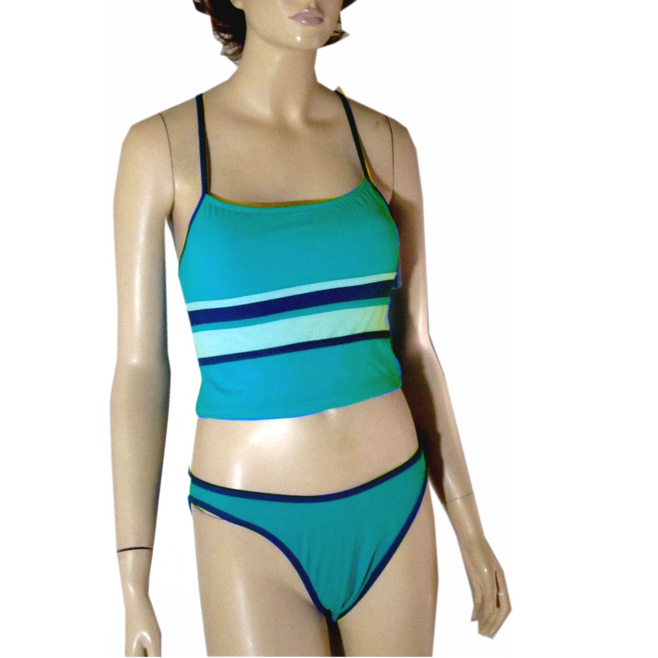 size Large Aqua & Blue Tankini Swimsuit by Beach Lingo $24.99