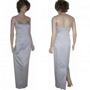 sz 8 KATHLIN ARGIRO Silvery-Gray Satin Gown $49.99 - List Price $378