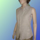 sz XS VAN TISSE Natural Stone Linen Sleeveless Blouse $19.99