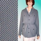 IRIS SINGER sz 14 Military Cargo Safari Belted Jacket Blk-Wht Tweed Retail $325 Your Price $49.99