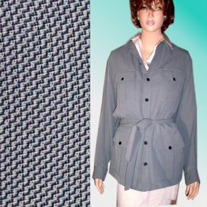 IRIS SINGER sz 14 Military Cargo Safari Belted Jacket Blk-Wht Tweed Retail $325 Your Price $49.99
