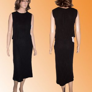 ALBERTA FERRETTI Italian Black Linen 2pc Dress COUTURE Retail $1450 Your Price $299 size 89