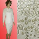 Glorious JOHN MEYER Formal White Suit - Beads Sequins Embroidery - 10 PETITE